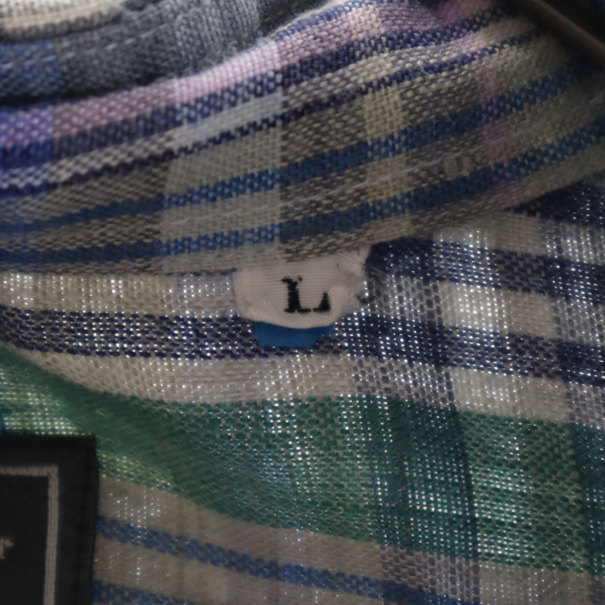 Christian Dior MONSIEUR クリスチャンディオール ムッシュ 90s リネン オールド チェック柄 半袖 シャツ L ブルー系 メンズ