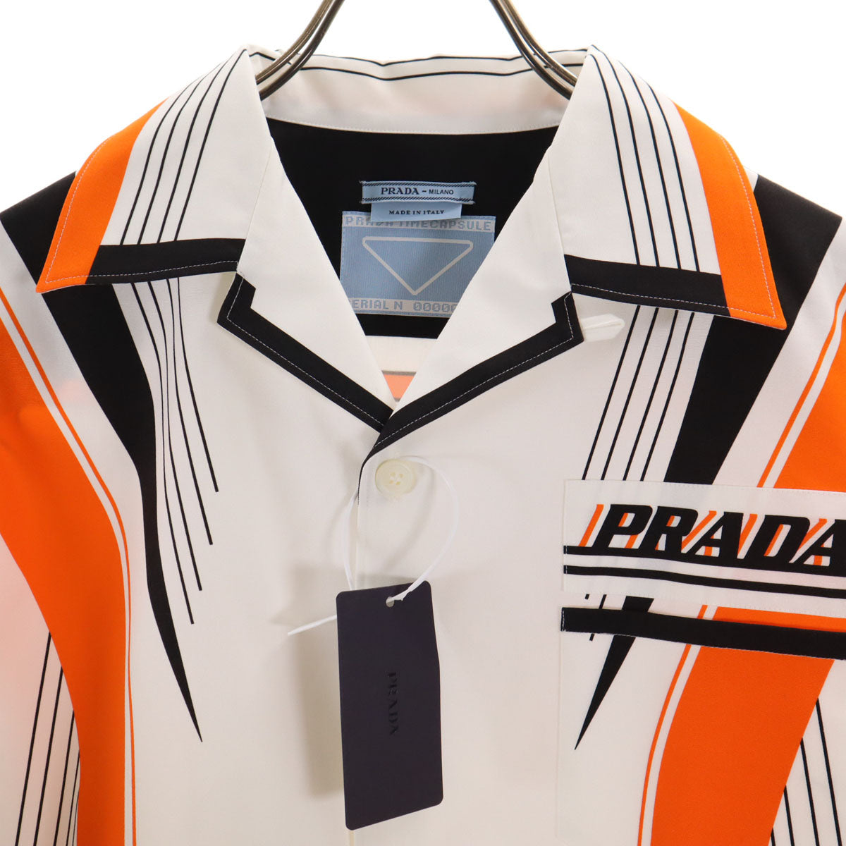 未使用 PRADA プラダ イタリア製 半袖 オープンカラーシャツ S ホワイト 箱付き メンズ