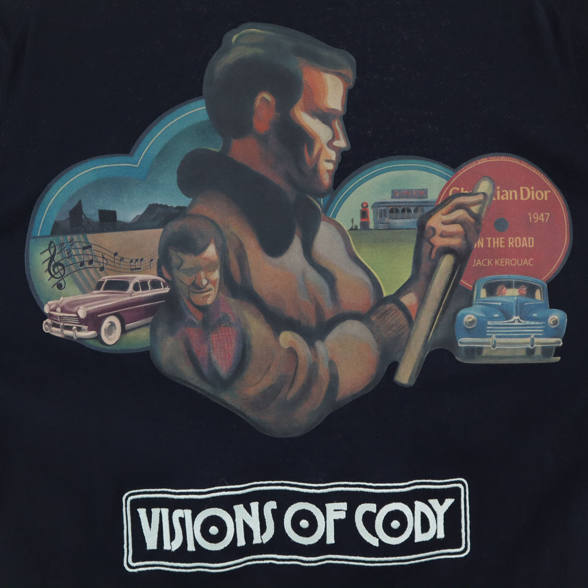 Dior ディオール ジャック・ケルアック コラボ イタリア製 バックプリント Visions of Cody 長袖 Tシャツ S ネイビー ロンT 293M651AT442 メンズ