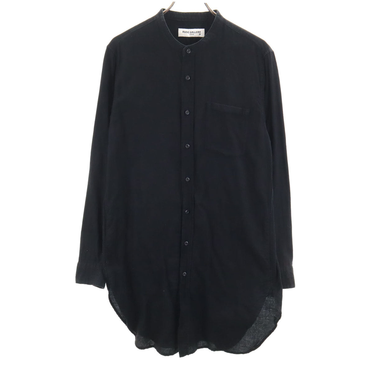 RUDE GALLERY ルードギャラリー 日本製 ペイズリー柄 長袖 ノーカラー ロングシャツ 3 黒 メンズ