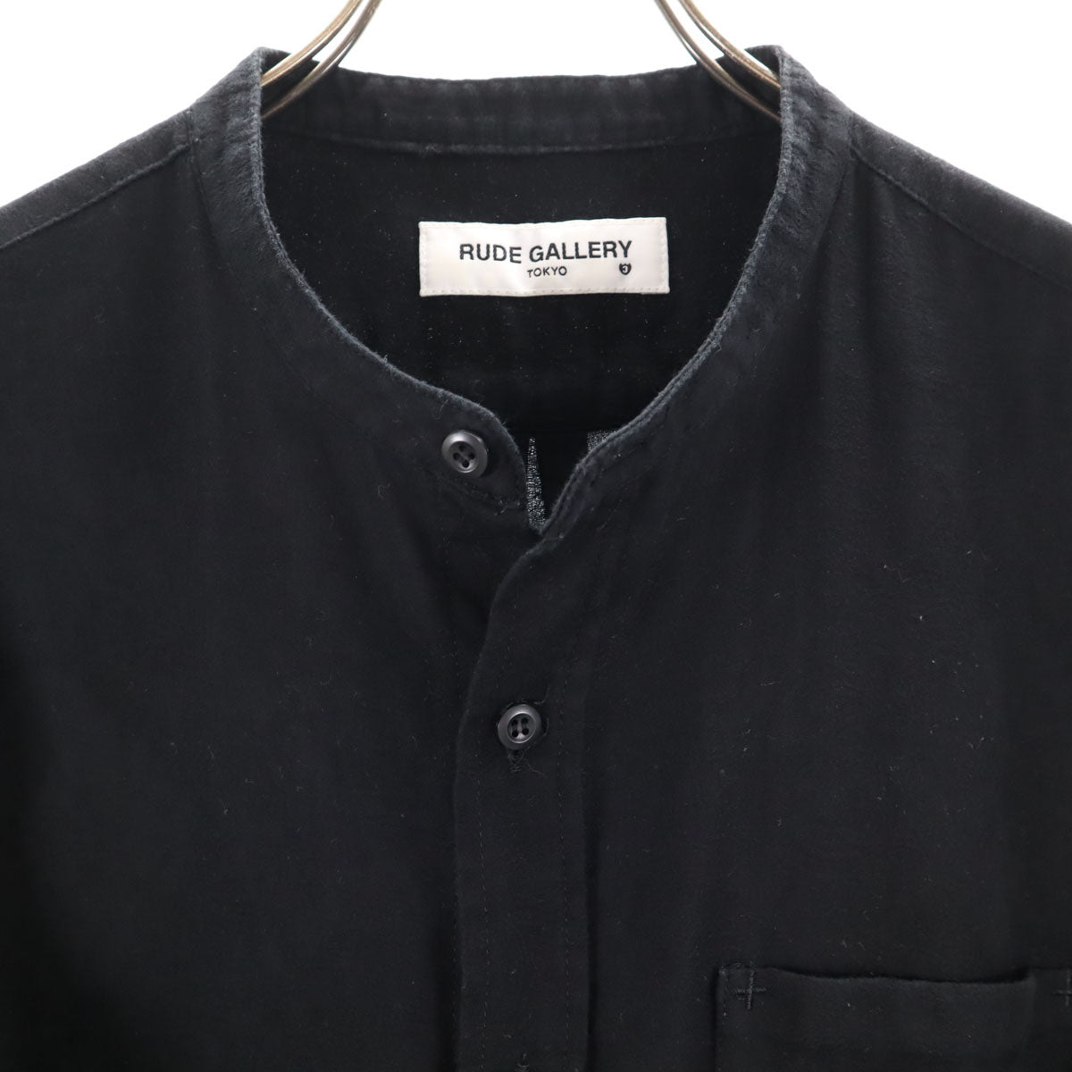 RUDE GALLERY ルードギャラリー 日本製 ペイズリー柄 長袖 ノーカラー ロングシャツ 3 黒 メンズ