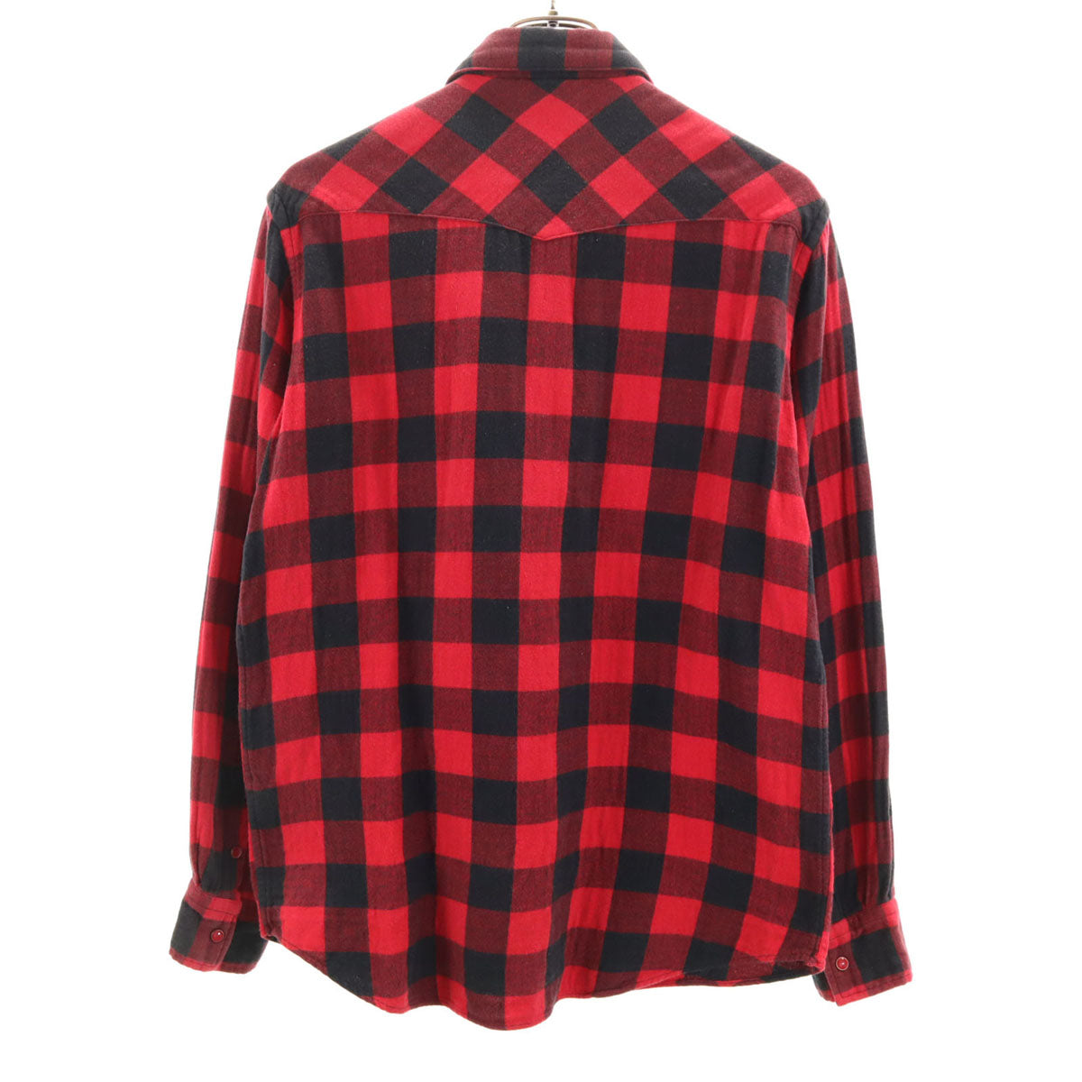 SPINNER BAIT スピナーベイト 日本製 ギンガムチェック柄 長袖 ウエスタンシャツ 赤系 メンズ