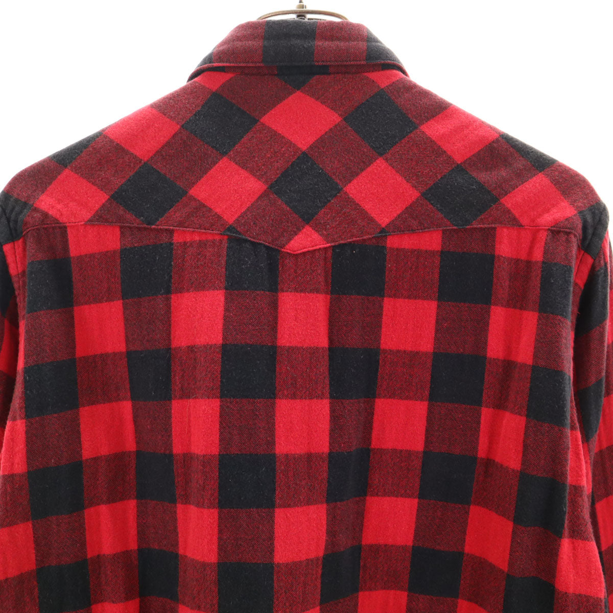 SPINNER BAIT スピナーベイト 日本製 ギンガムチェック柄 長袖 ウエスタンシャツ 赤系 メンズ