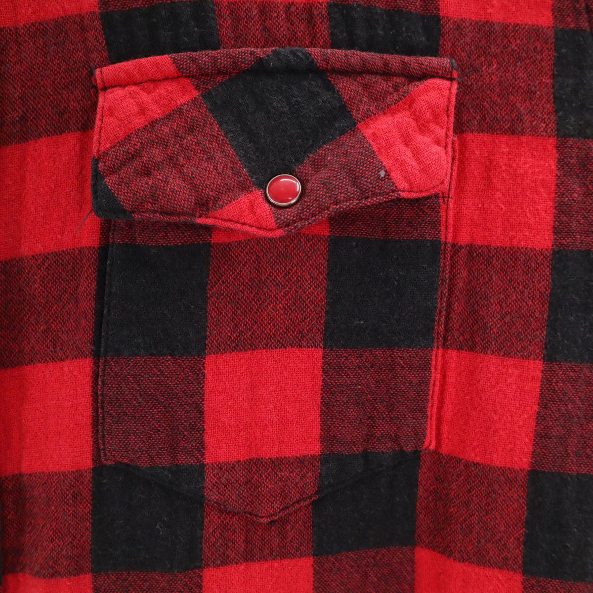 SPINNER BAIT スピナーベイト 日本製 ギンガムチェック柄 長袖 ウエスタンシャツ 赤系 メンズ