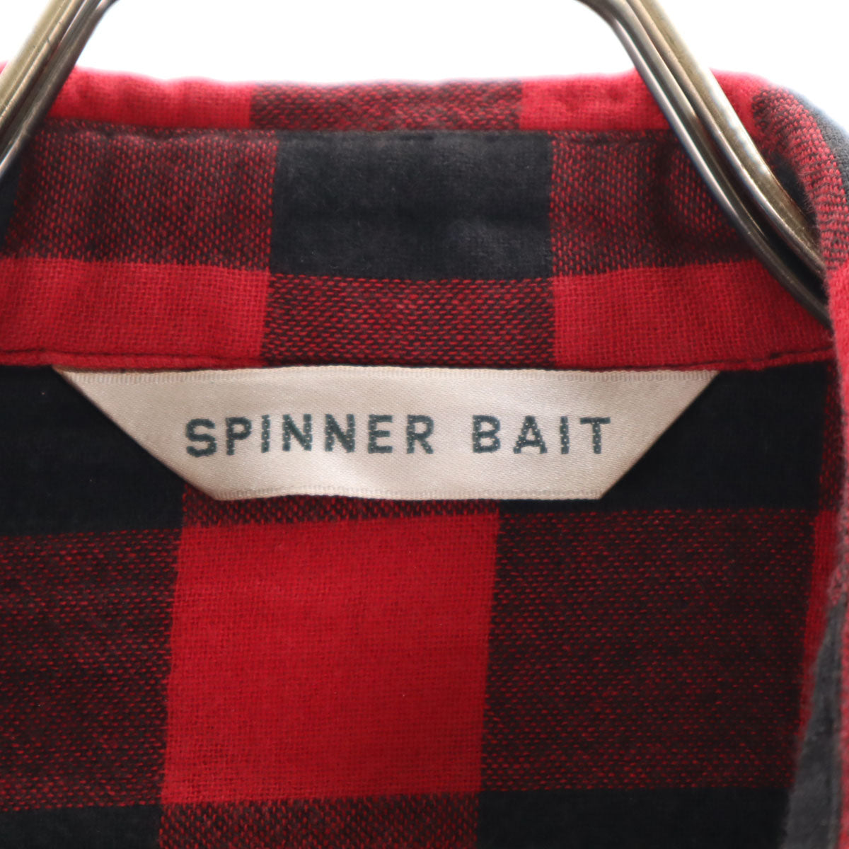 SPINNER BAIT スピナーベイト 日本製 ギンガムチェック柄 長袖 ウエスタンシャツ 赤系 メンズ