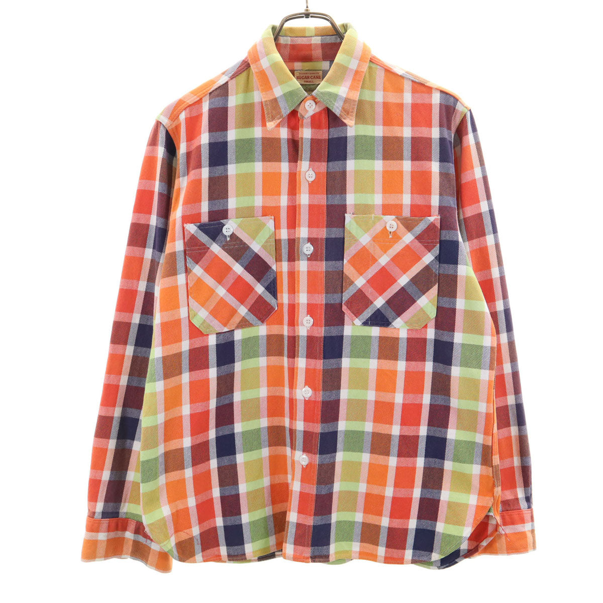 SUGAR CANE シュガーケーン チェック柄 長袖 シャツ S オレンジ系 東洋エンタープライズ メンズ
