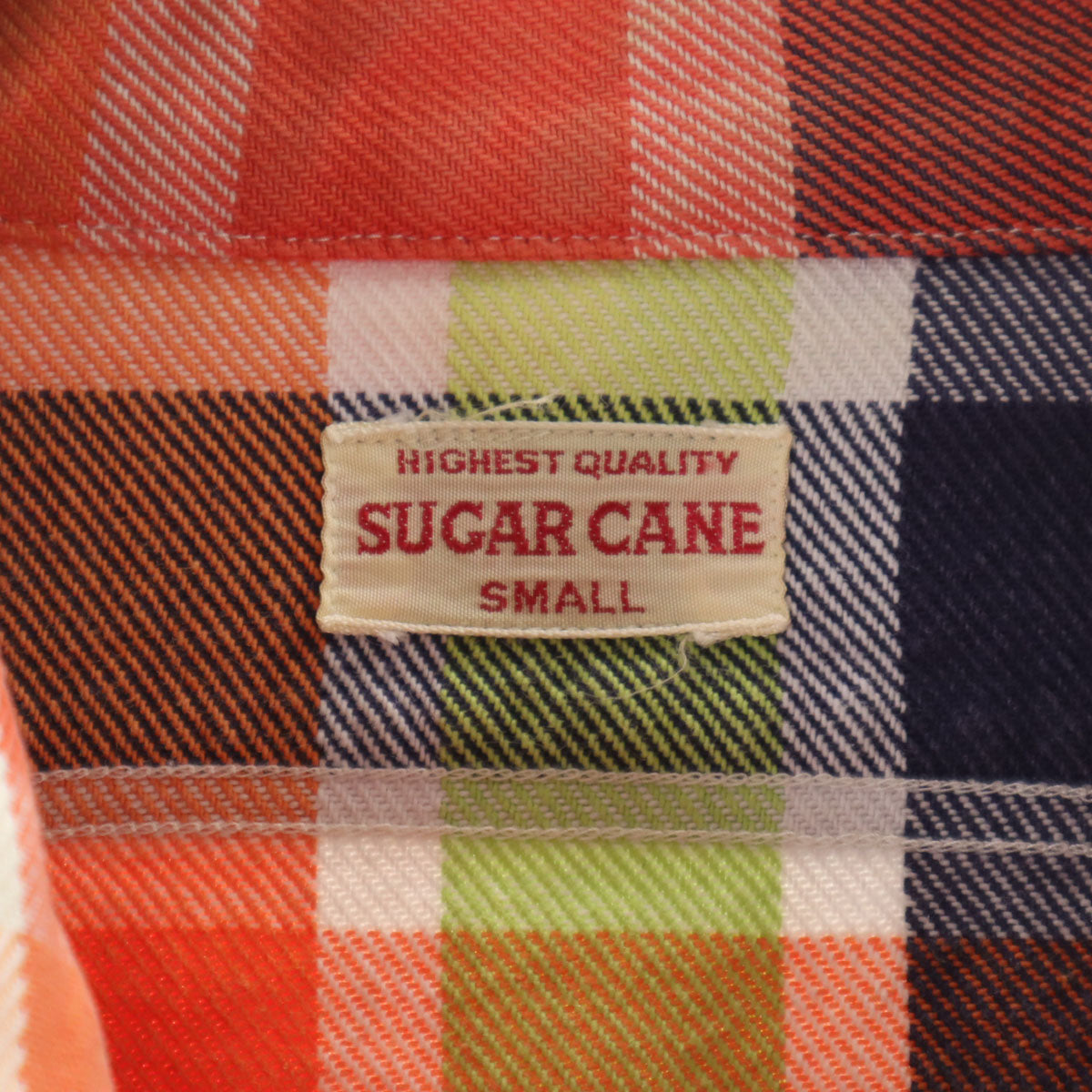 SUGAR CANE シュガーケーン チェック柄 長袖 シャツ S オレンジ系 東洋エンタープライズ メンズ