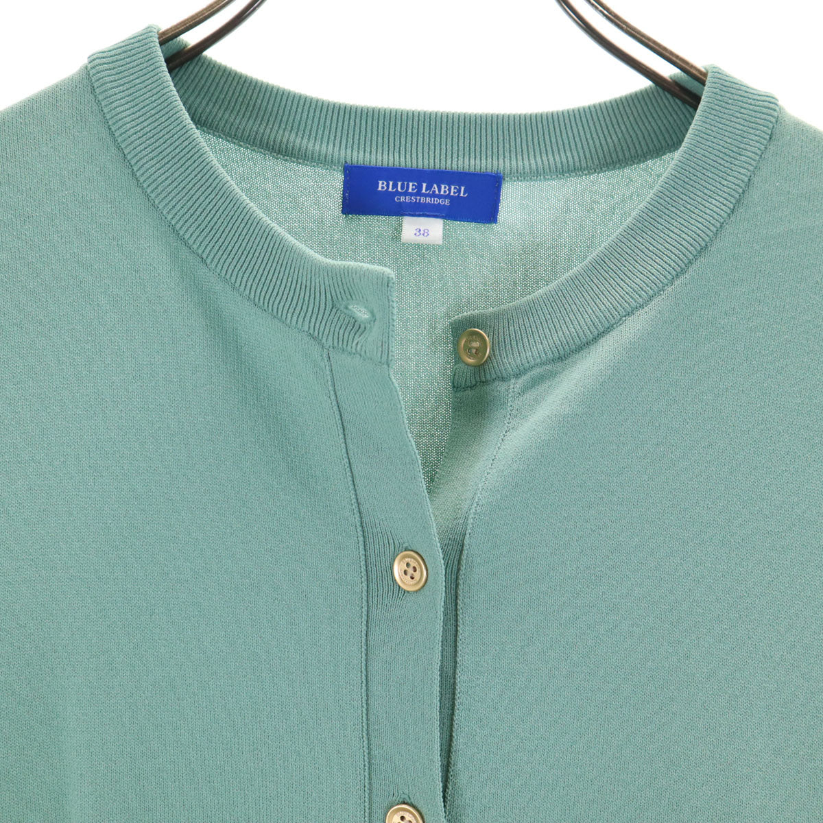 BLUE LABEL CRESTBRIDGE ブルーレーベルクレストブリッジ 長袖 カーディガン 38 グリーン系 三陽商会 レディース