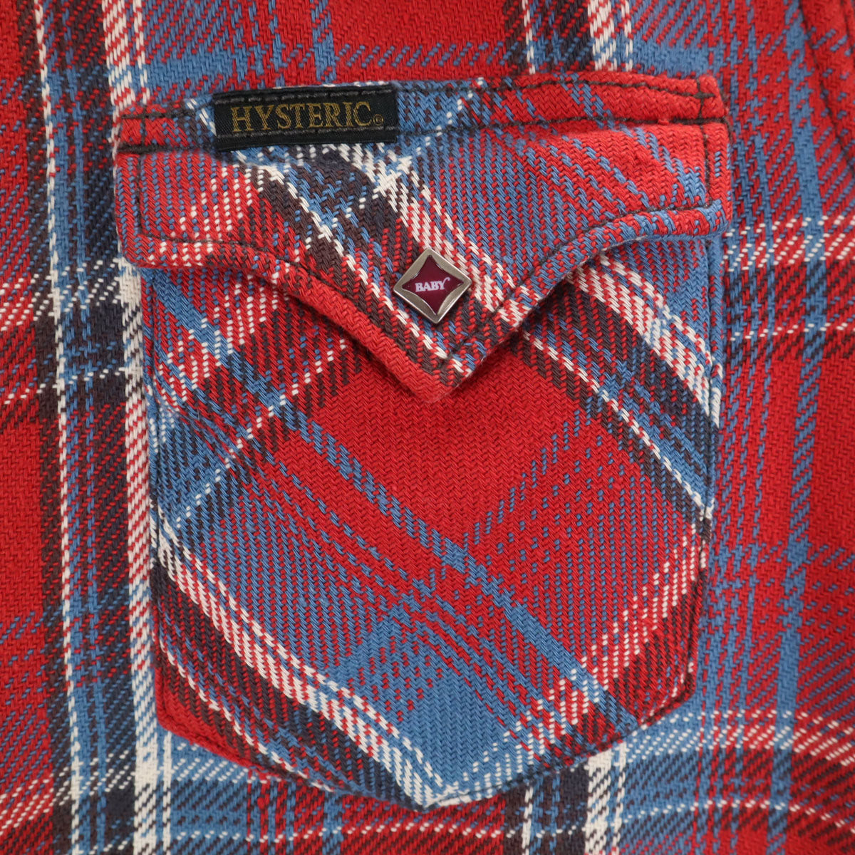 HYSTERIC GLAMOUR ヒステリックグラマー チェック柄 長袖 ウエスタンシャツ M レッド系 メンズ