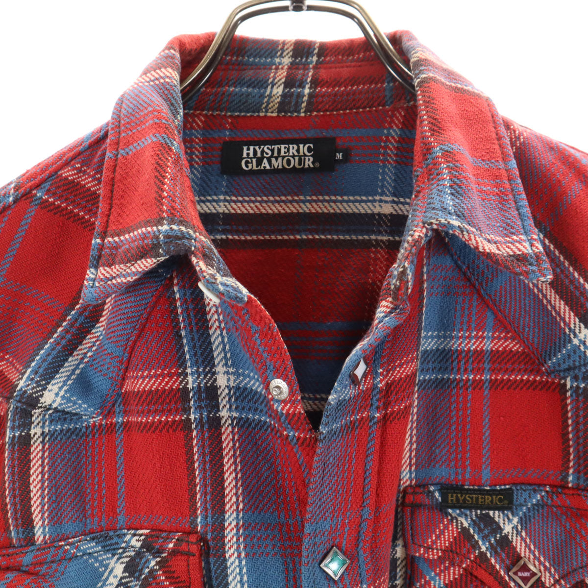 HYSTERIC GLAMOUR ヒステリックグラマー チェック柄 長袖 ウエスタンシャツ M レッド系 メンズ
