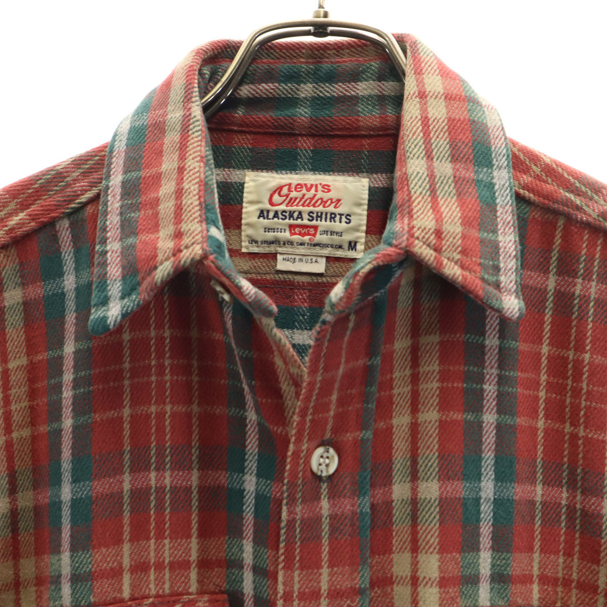 Levi's リーバイス 90s USA製 オールド チェック柄 長袖 アラスカ シャツ M レッド系 メンズ