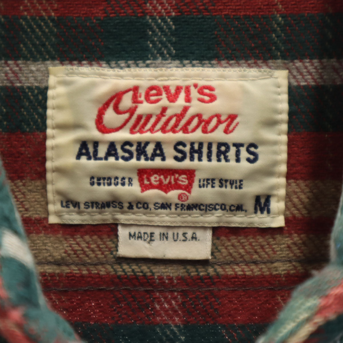 Levi's リーバイス 90s USA製 オールド チェック柄 長袖 アラスカ シャツ M レッド系 メンズ