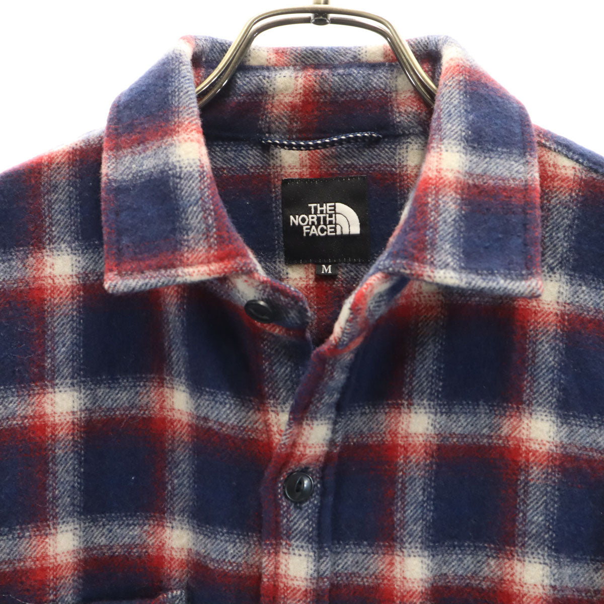 THE NORTH FACE ザノースフェイス チェック柄 長袖 ネルシャツ M ネイビー系 アウトドア NT26151 メンズ