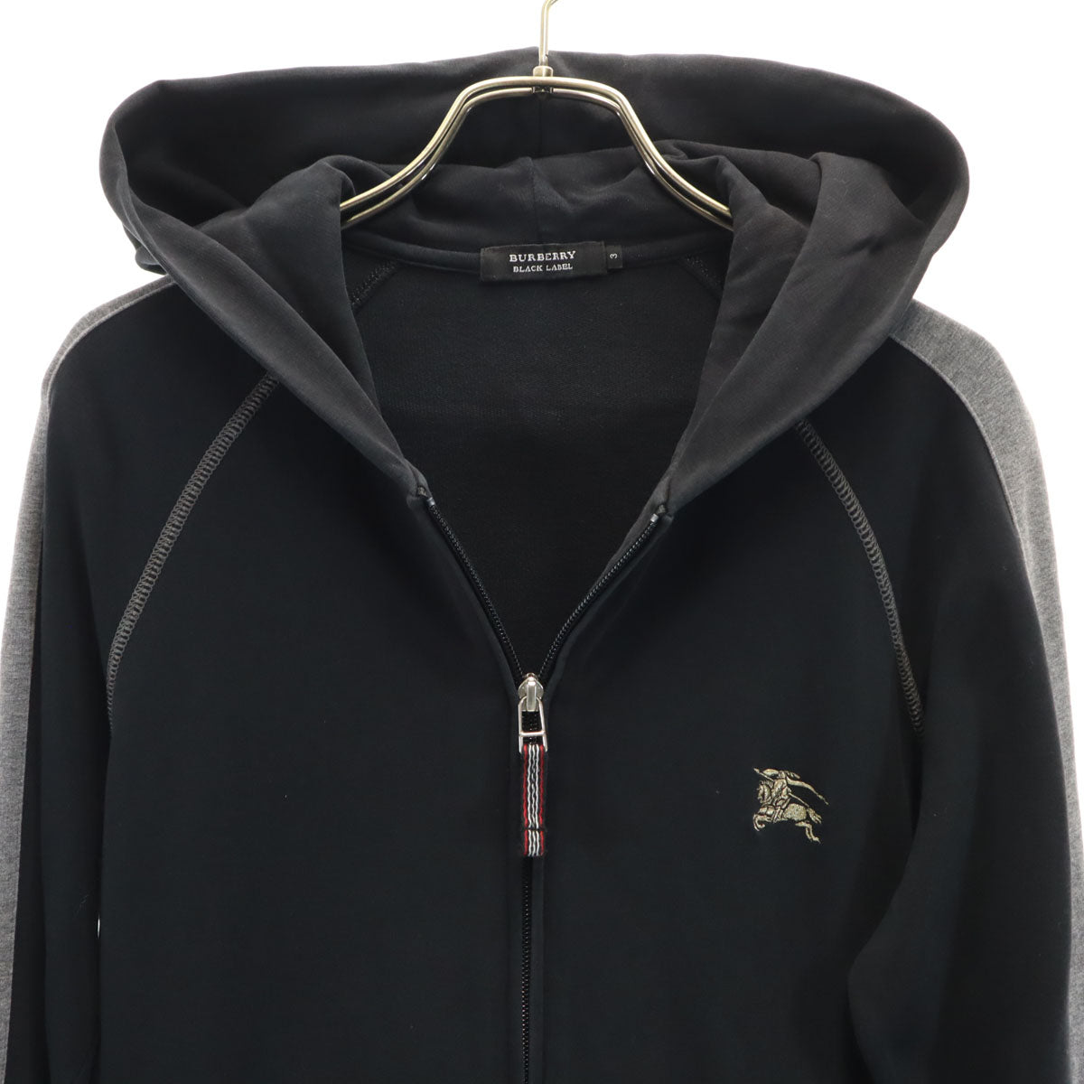 BURBERRY BLACK LABEL バーバリーブラックレーベル 長袖 ジップパーカー 3 黒 三陽商会 メンズ