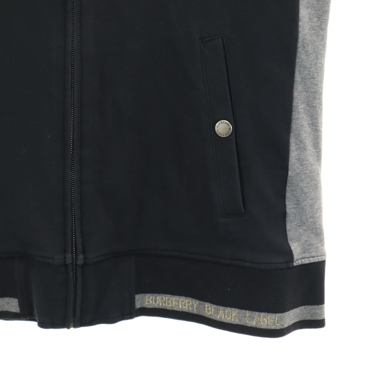 BURBERRY BLACK LABEL バーバリーブラックレーベル 長袖 ジップパーカー 3 黒 三陽商会 メンズ