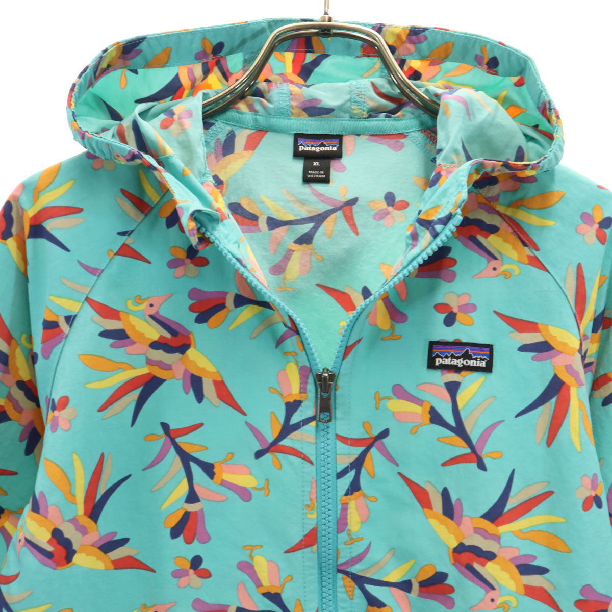 patagonia パタゴニア 総柄 ナイロンジャケット XL ブルー系 レディース