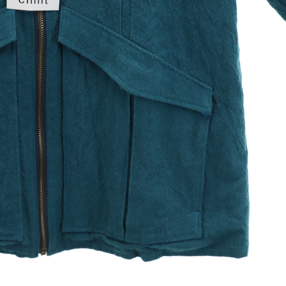 CHILLT リネンブレンド パッチワーク ジャケット L ターコイズ リバーシブル メンズ