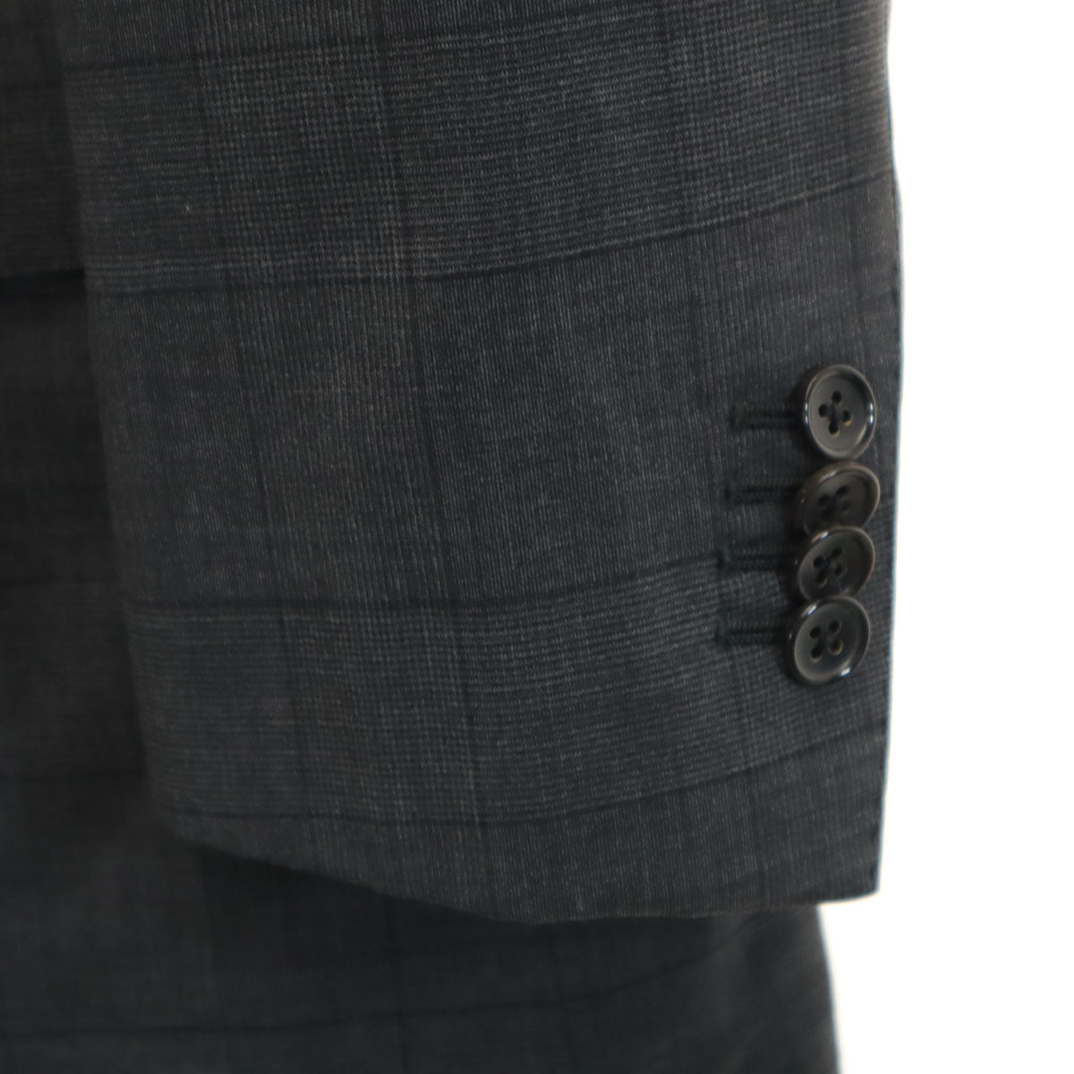 麻布テーラー アザブテーラー シルクブレンド チェック柄 E.THOMAS テーラードジャケット 46 グレー メンズ