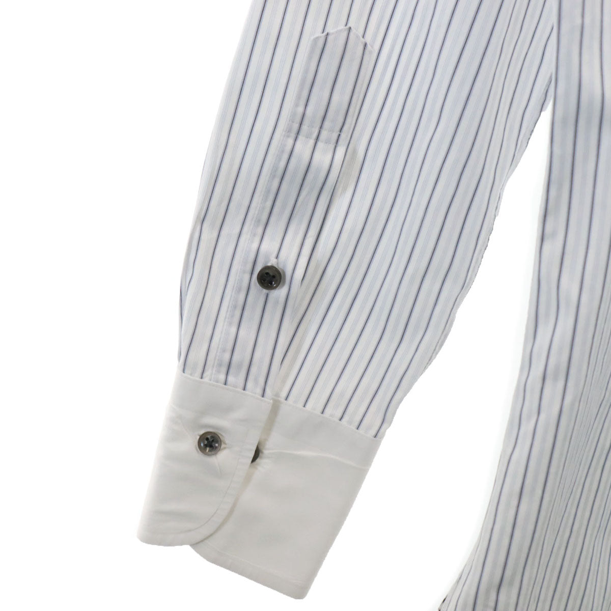 BURBERRY BLACK LABEL バーバリーブラックレーベル ストライプ柄 長袖 コットンシャツ 40 ホワイト系 三陽商会 メンズ