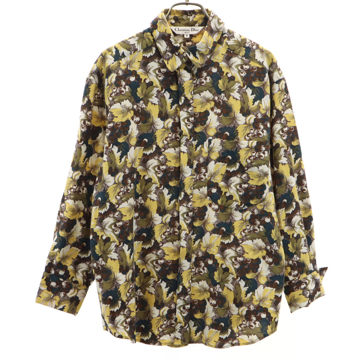 Christian Dior SPORTS クリスチャンディオールスポーツ 90s オールド ブドウ柄 長袖 シャツ M ブラウン系 フルーツ レディース