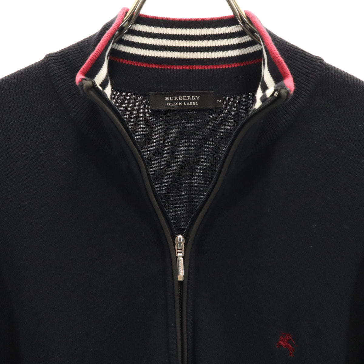 BURBERRY BLACK LABEL バーバリーブラックレーベル 長袖 ハーフジップ ニット 2 ブラック セーター 三陽商会 メンズ