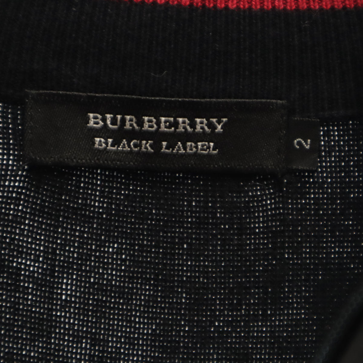 BURBERRY BLACK LABEL バーバリーブラックレーベル 長袖 ハーフジップ ニット 2 ブラック セーター 三陽商会 メンズ