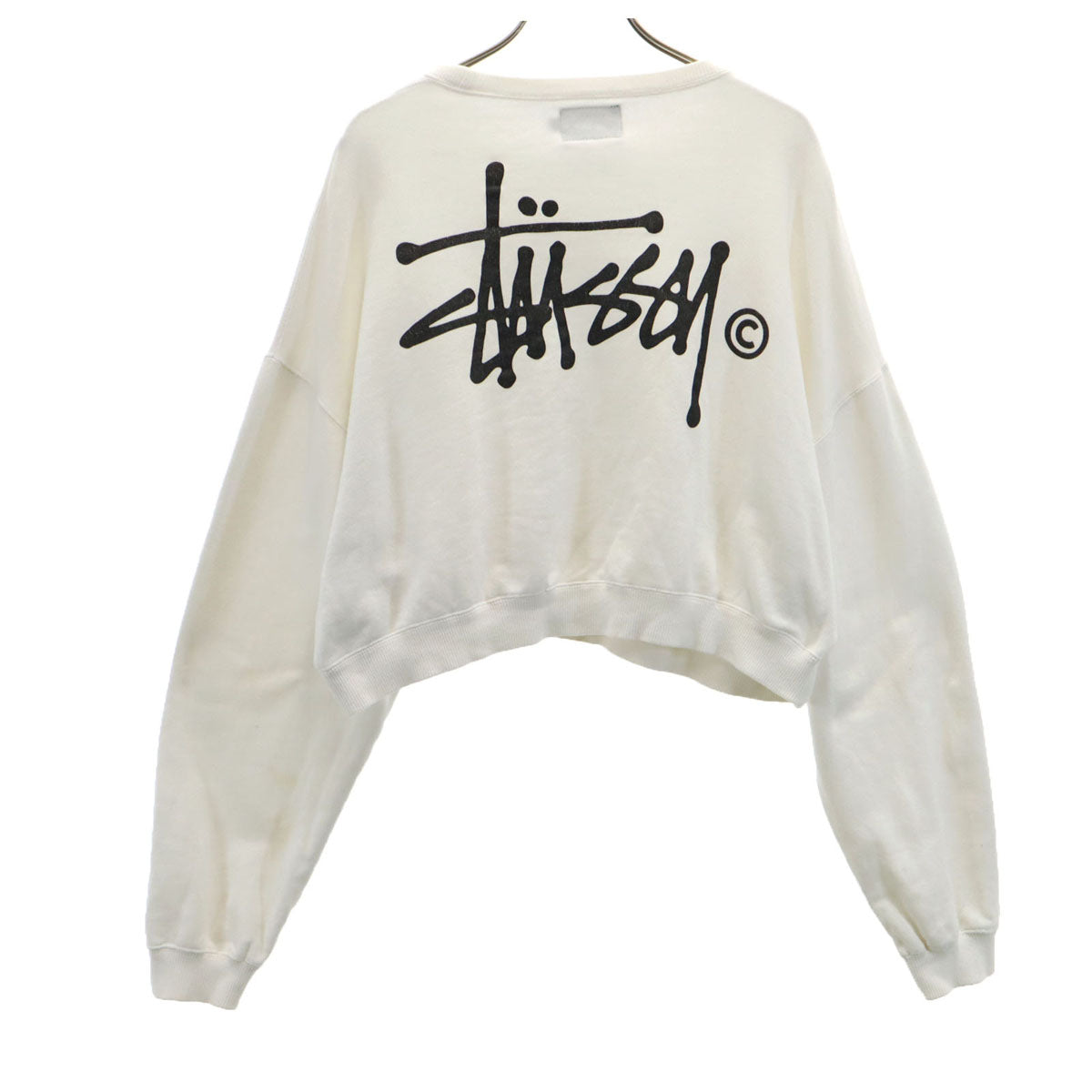 STUSSY ステューシー バックロゴ 長袖 スウェット ショート丈 トレーナー S ホワイト レディース