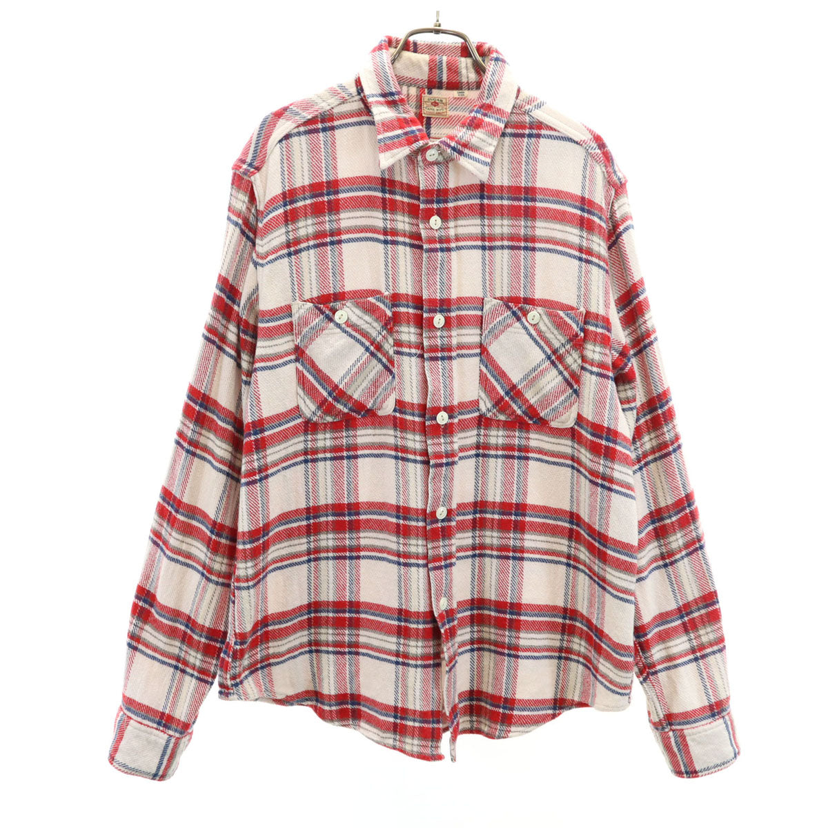 SUGAR CANE シュガーケーン チェック柄 長袖 ソフトツイル ワークシャツ L ホワイト 東洋エンタープライズ SC25930 メンズ