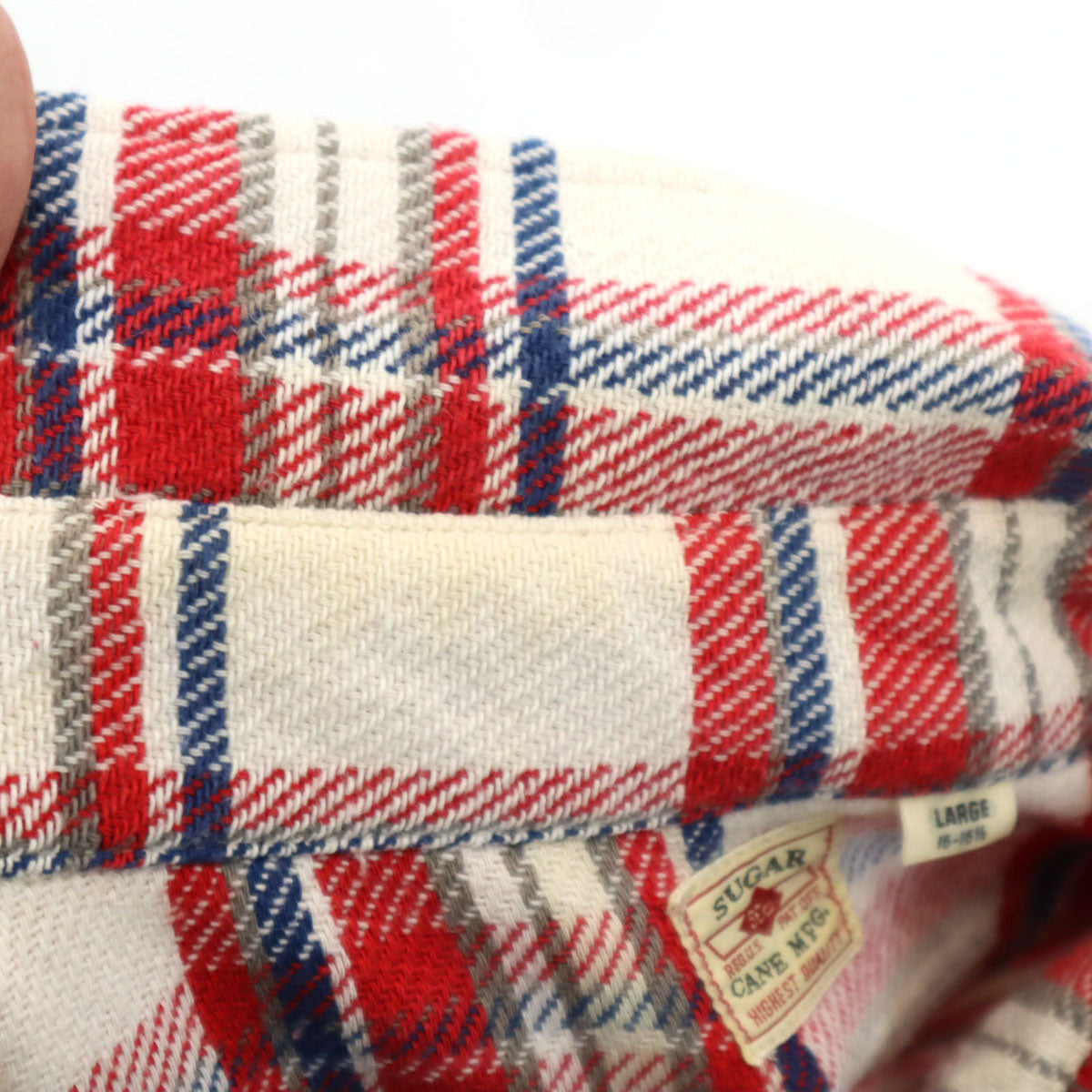 SUGAR CANE シュガーケーン チェック柄 長袖 ソフトツイル ワークシャツ L ホワイト 東洋エンタープライズ SC25930 メンズ