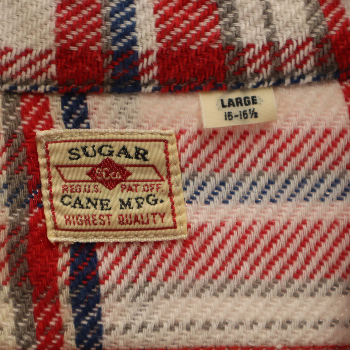 SUGAR CANE シュガーケーン チェック柄 長袖 ソフトツイル ワークシャツ L ホワイト 東洋エンタープライズ SC25930 メンズ