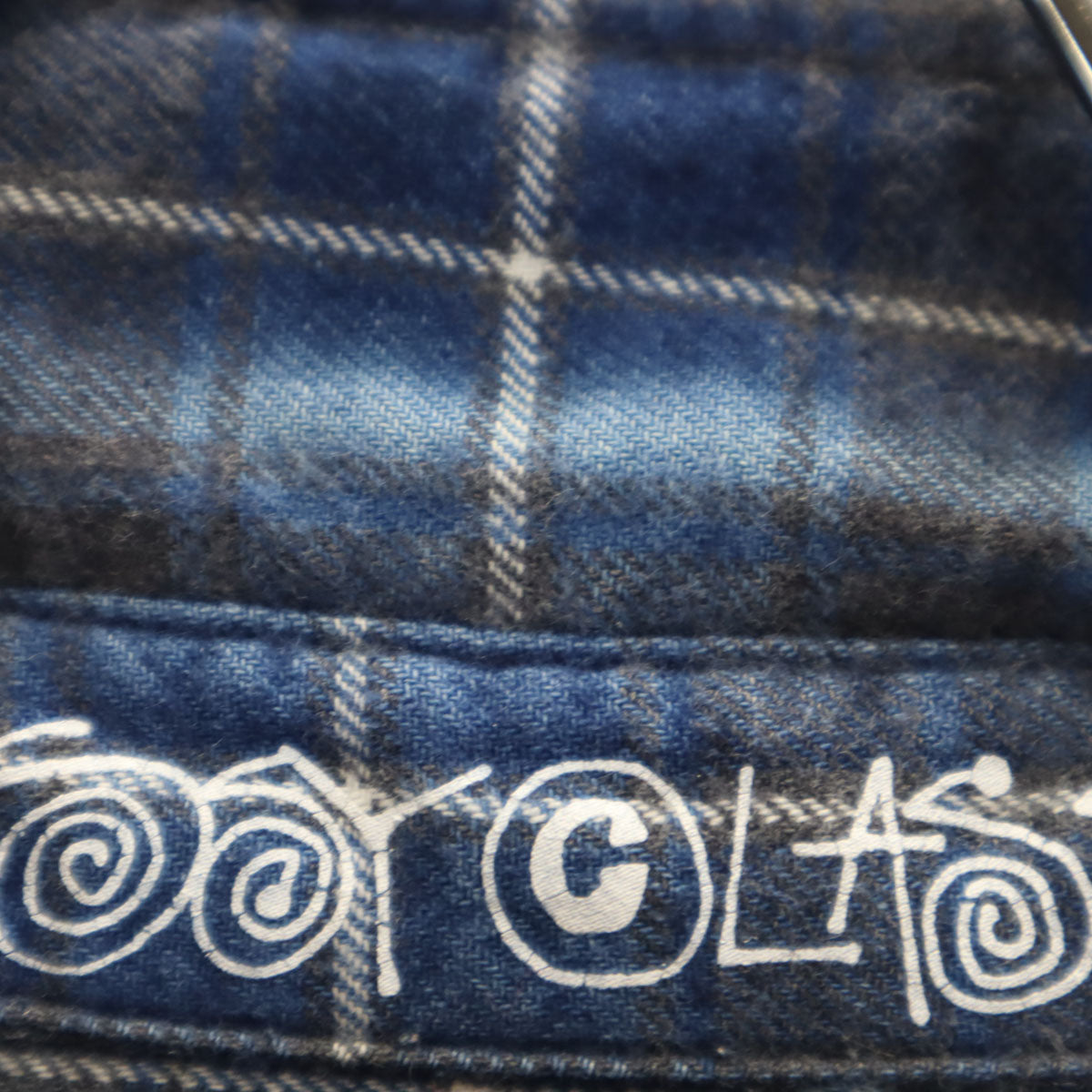 STUSSY ステューシー 日本製 チェック柄 長袖 ネルシャツ L ネイビー メンズ