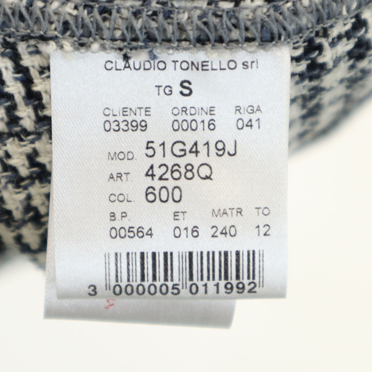 T-JACKET ティージャケット イタリア製 チェック柄 長袖 ライトツイード テーラードジャケット S ホワイト アンコン メンズ