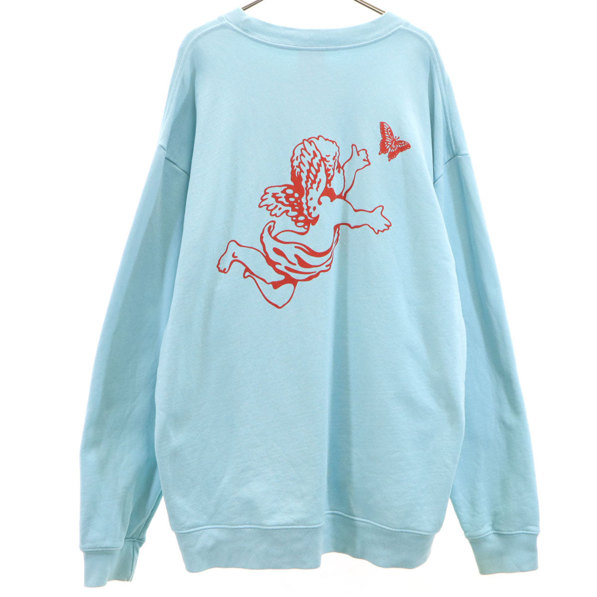 Girls Don't Cry ガールズドントクライ バックプリント エンジェル 長袖 スウェット トレーナー XL 水色 天使 メンズ