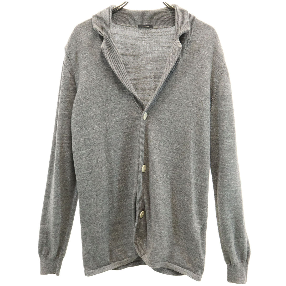 DENHAM デンハム 長袖 オープンカラー カーディガン S グレー系 ニット メンズ