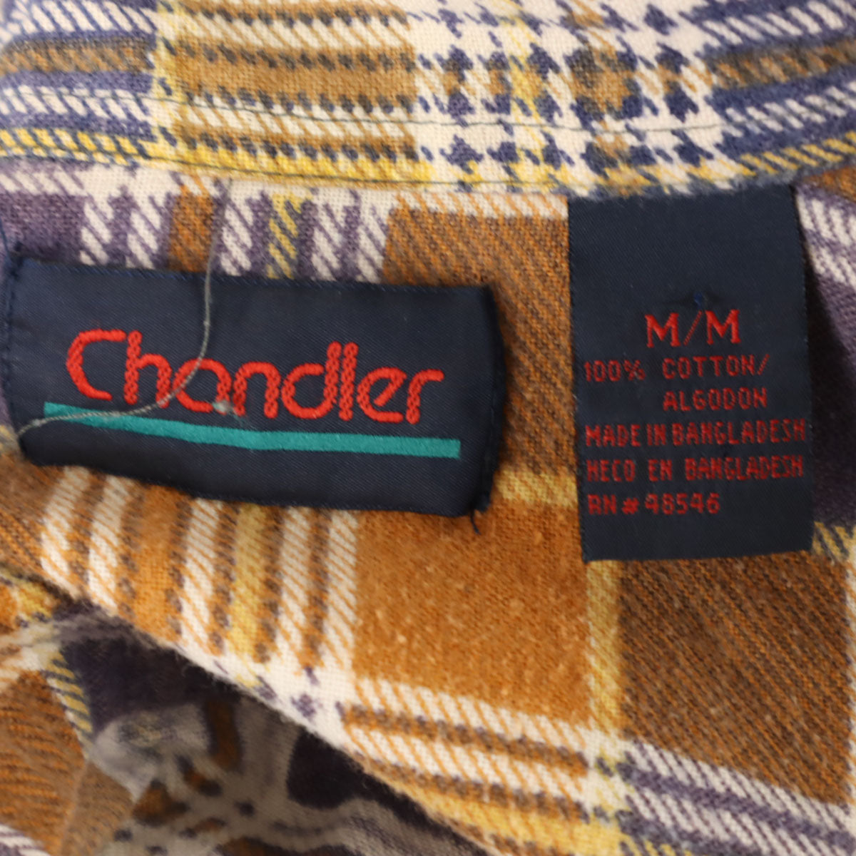 Chandler チャンドラー 90s オールド チェック 長袖 ネルシャツ M オレンジ系 メンズ