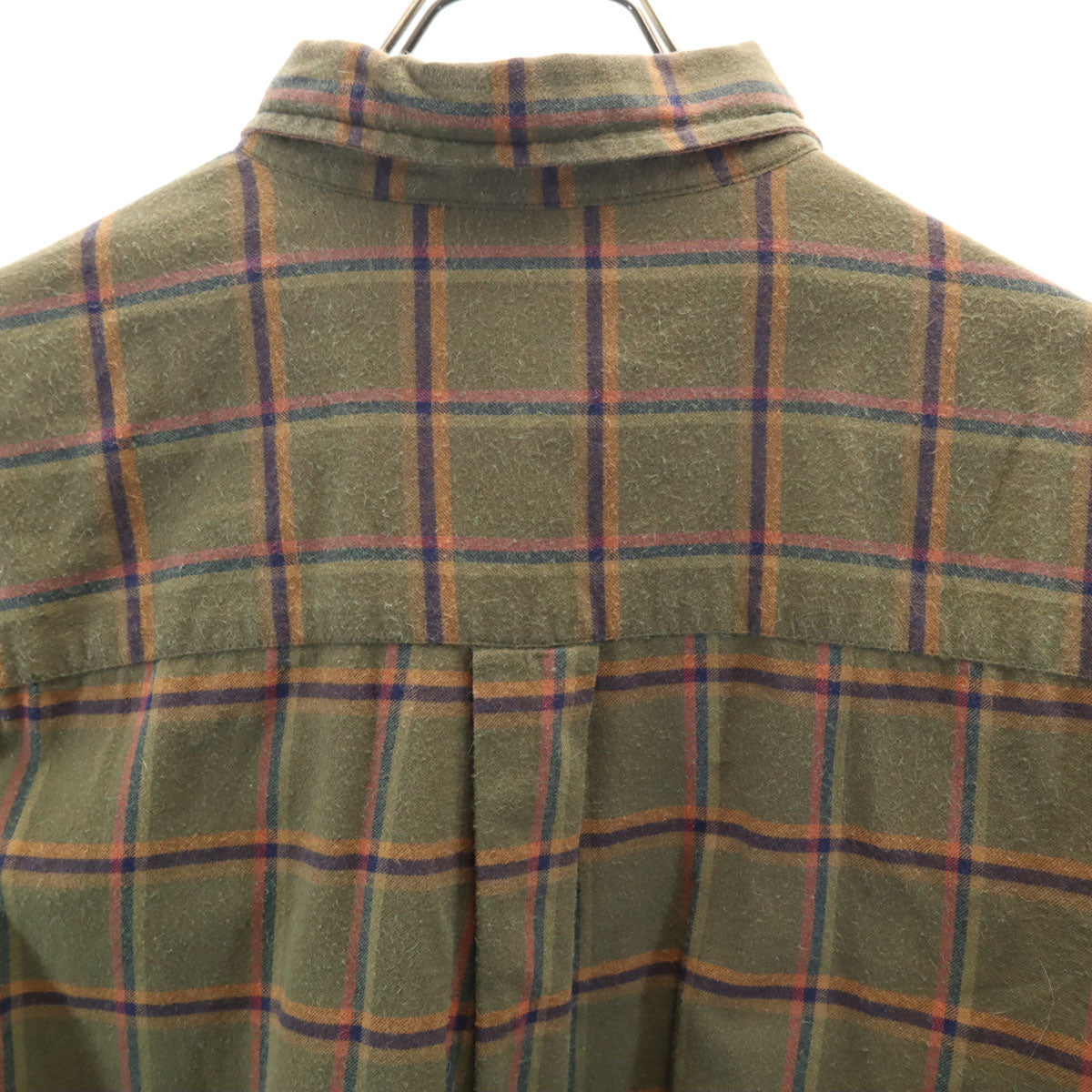 LANDS' END ランズエンド 90s オールド 長袖 ネルシャツ L カーキ メンズ