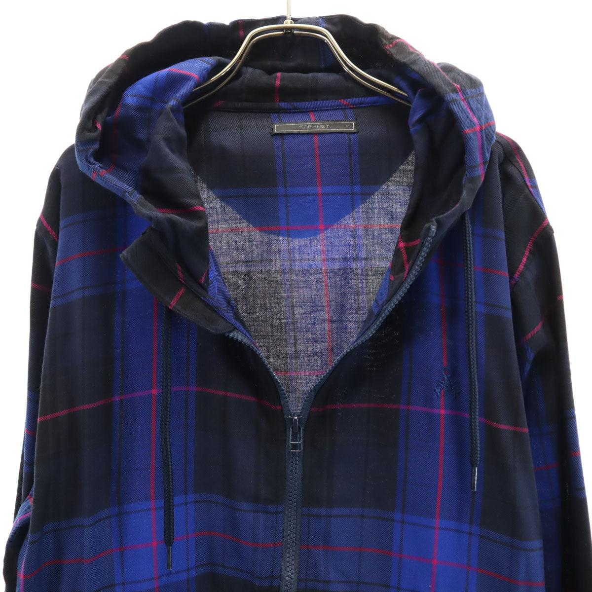 SOPHNET. ソフネット チェック 長袖 ハーフジップ ジャケット M ブルー系 プルオーバー メンズ