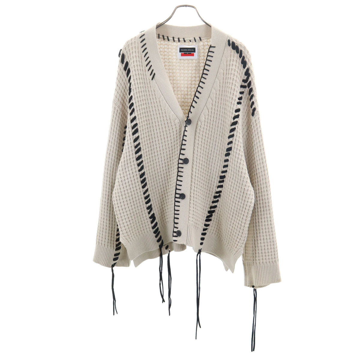 MAISON SPECIAL メゾンスペシャル 長袖 鬼ワッフルクレイジーステッチ ニットカーディガン 1 ベージュ メンズ