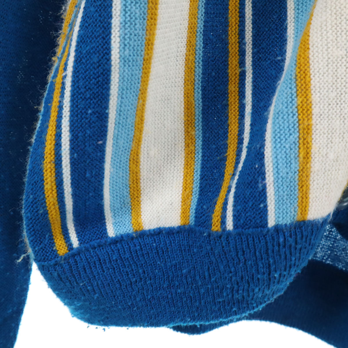 Lord Scot 80s ヴィンテージ ストライプ柄 長袖 Vネック ニットカーディガン L ブルー系 メンズ