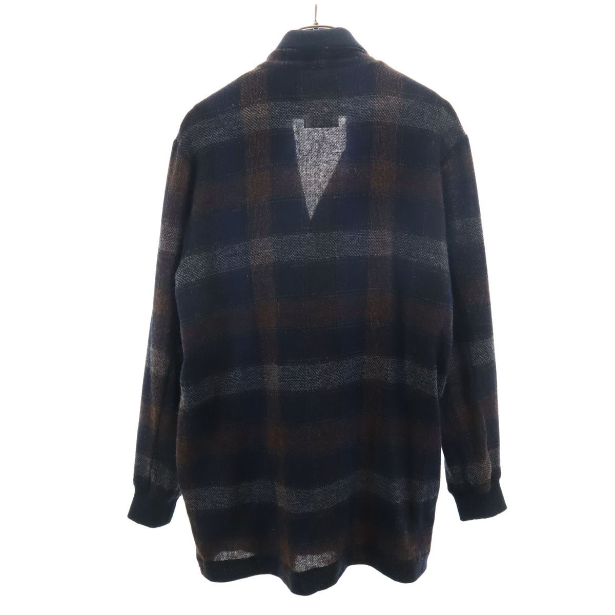 STEPHAN SCHNEIDER ステファンシュナイダー ベルギー製 チェック柄 長袖 ショールカラー ニットカーディガン 3 ネイビー メンズ