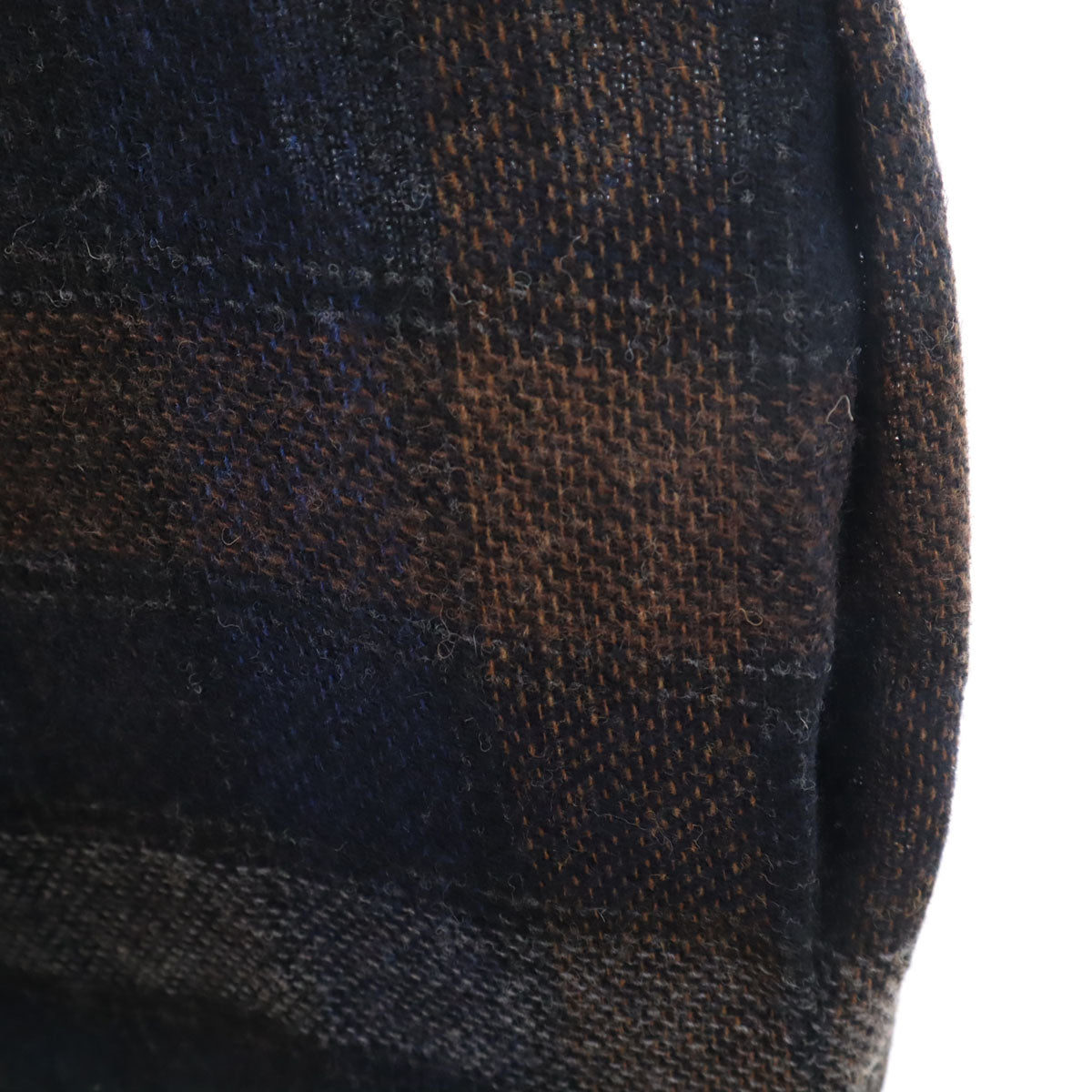 STEPHAN SCHNEIDER ステファンシュナイダー ベルギー製 チェック柄 長袖 ショールカラー ニットカーディガン 3 ネイビー メンズ