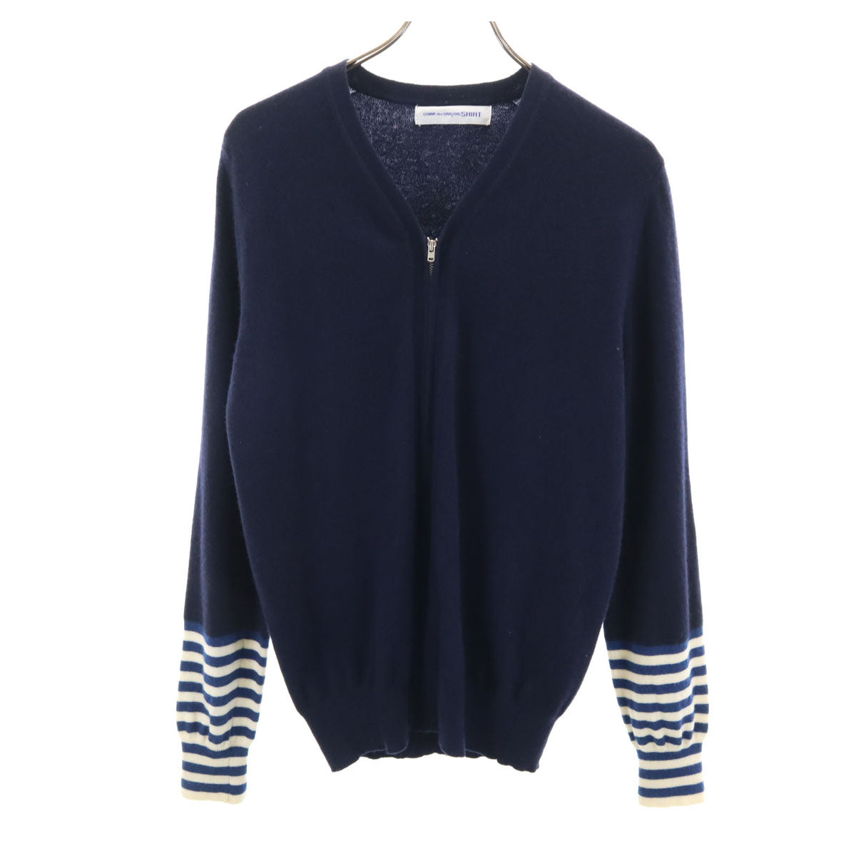 COMME des GARCONS SHIRT コムデギャルソンシャツ イタリア製 長袖 フルジップ ニットカーディガン M ネイビー レディース