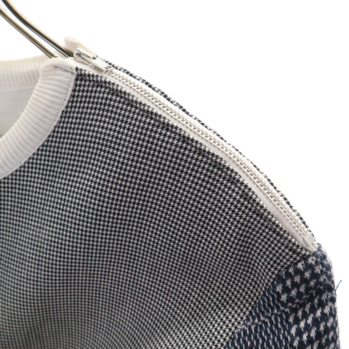 Sacai サカイ 日本製 ハウンドトゥース柄 長袖 ボンディング加工 トレーナー 1 ホワイト 千鳥格子 メンズ