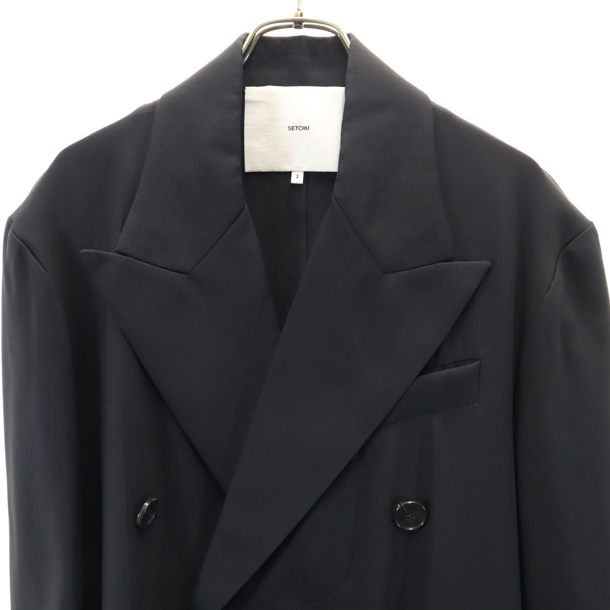 SETCHU セッチュウ イタリア製 ウールブレンド ビームス ダブル テーラードジャケット 2 ブラック メンズ