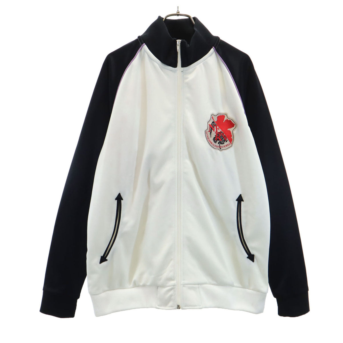 錦 ニシキ バック刺繍 ジャージジャケット XL 白系 エヴァンゲリオン 綾波レイ 桜 メンズ
