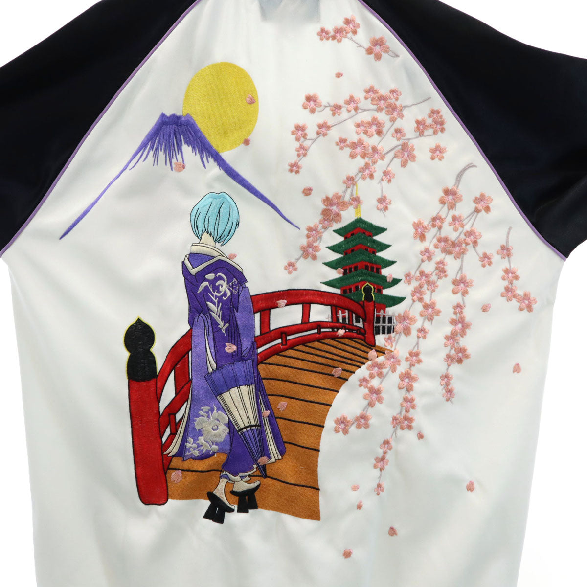 錦 ニシキ バック刺繍 ジャージジャケット XL 白系 エヴァンゲリオン 綾波レイ 桜 メンズ