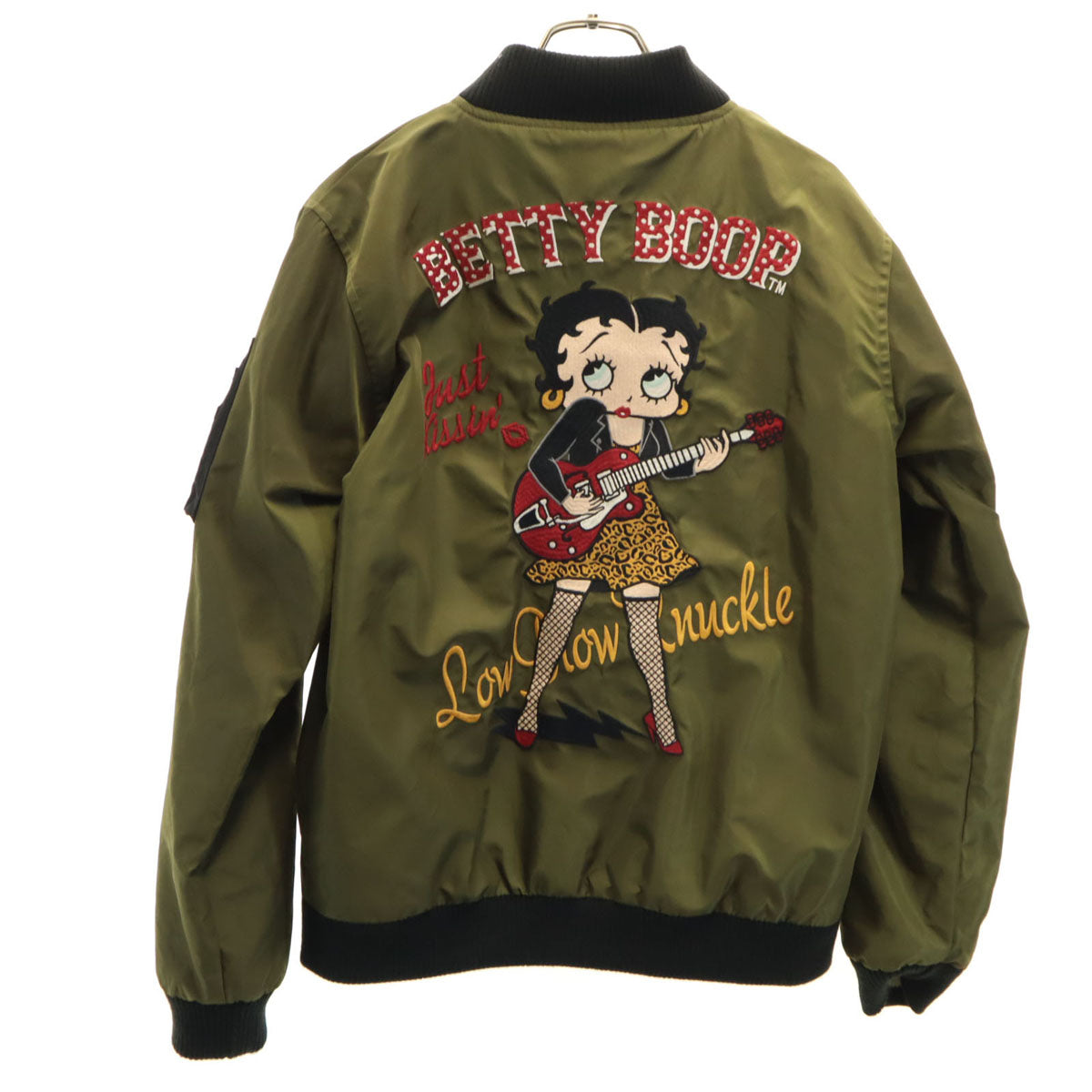 LOW BLOW KNUCKLE ローブローナックル BETTY BOOP ベティブープ コラボ リバーシブル MA-1 ジャケット M カーキ メンズ