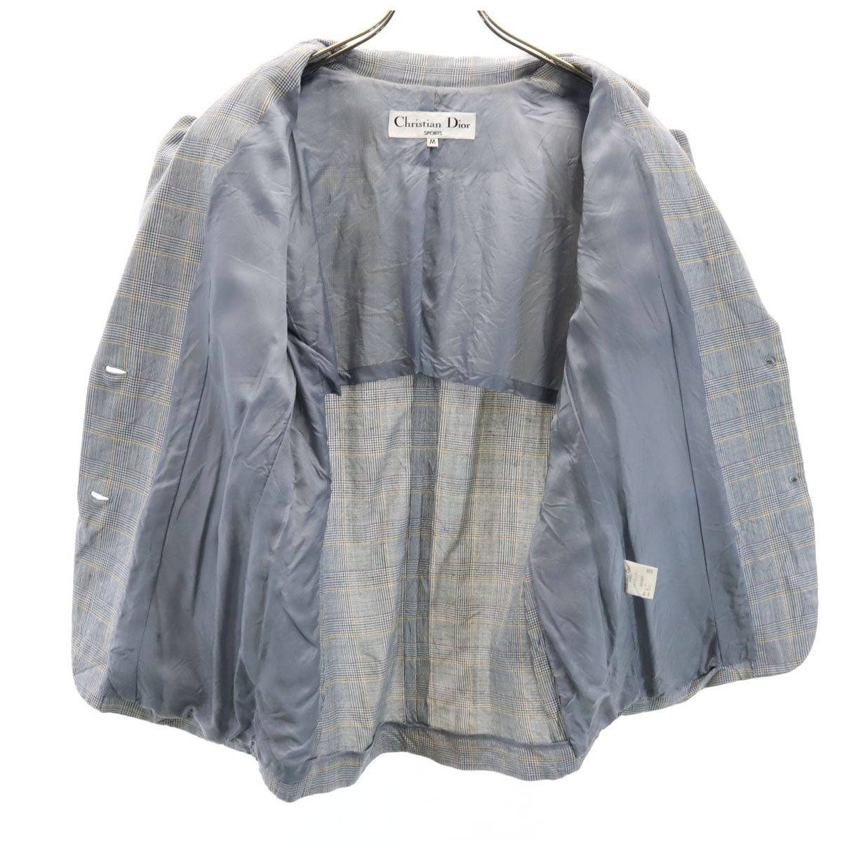 Christian Dior SPORTS クリスチャンディオール スポーツ 90s リネンブレンド オールド チェック柄 テーラードジャケット M ネイビー系 レディース