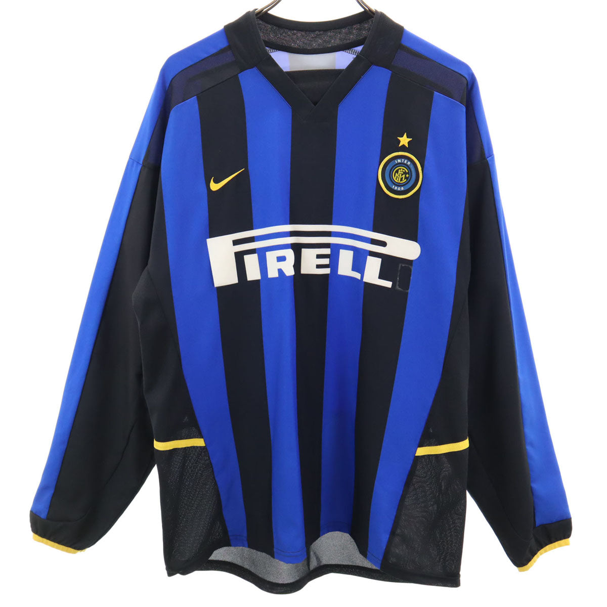 NIKE ナイキ ストライプ 長袖 Vネック シャツ M ブルー系 サイドメッシュ メンズ