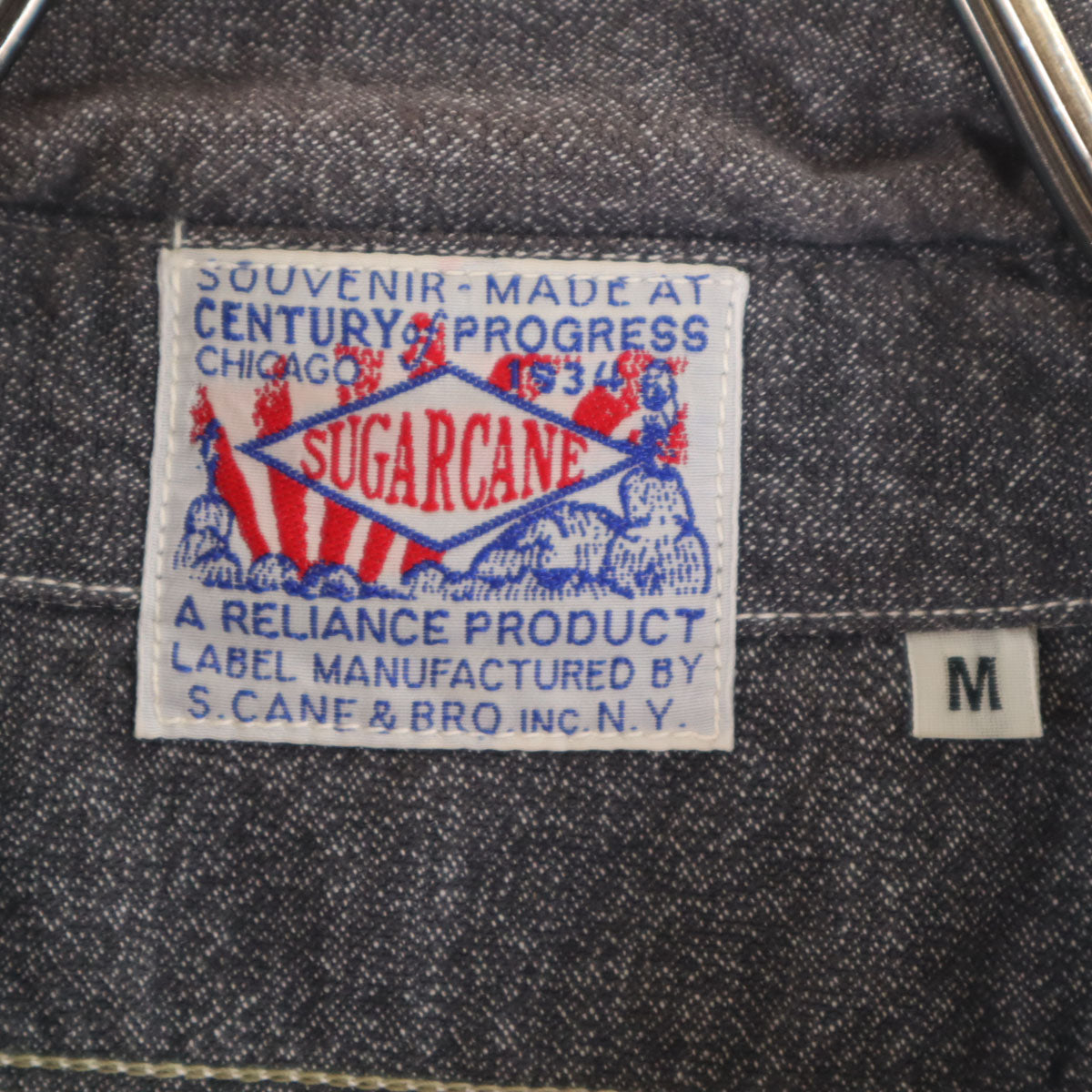 SUGAR CANE シュガーケーン 日本製 1934年 シカゴ万博記念 復刻 長袖 コットンコバート ワークシャツ M チャコールグレー 東洋エンタープライズ SC28281 メンズ